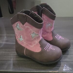 Wonder Nation Pink and Brown Butterfly Kids Boots And All  Pink Boots